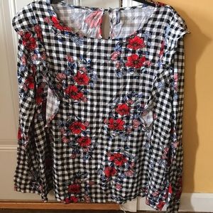 🆕 Floral Gingham Ruffle Top